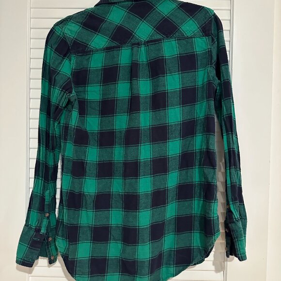 Merona Green & Navy Buffalo Plaid Flannel Button Down - Size M - Picture 4 of 4